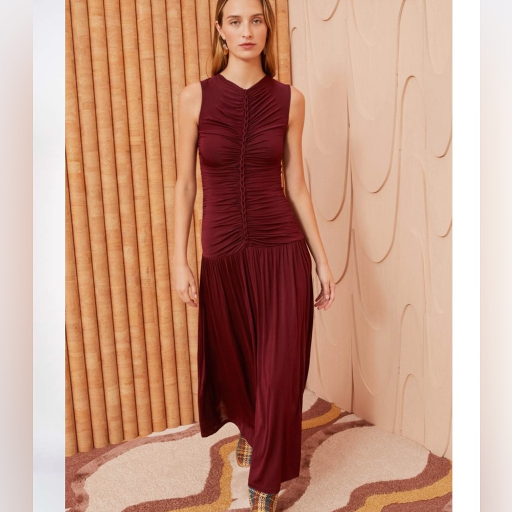 ULLA JOHNSON Flora Midi Dress Amaro Sz M